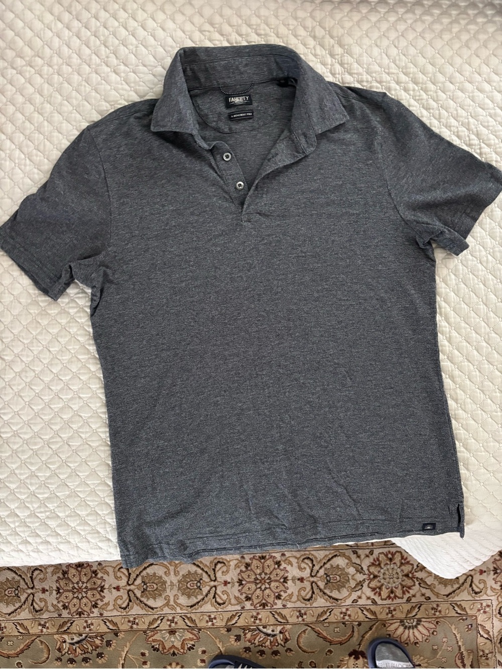 Faherty Movement Polo Charcoal Grey